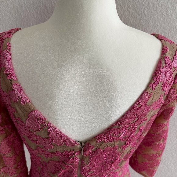Eliza J Nude and Pink Lace Sheath Cocktail Dress - Picture 3 of 10